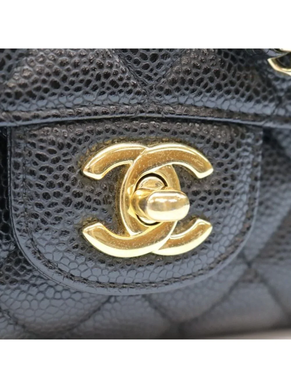 Chanel Black Caviar Gold Quilted 25 Shoulder Bag